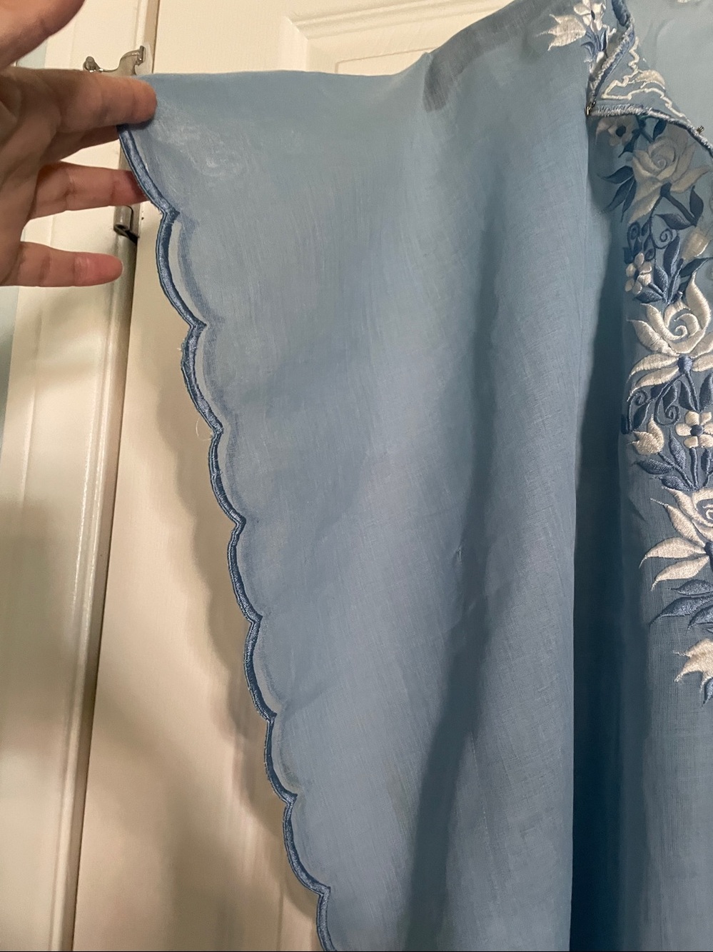 Light Blue Hand Embroidered V-Neck Womens Coverup - Picture 6 of 10